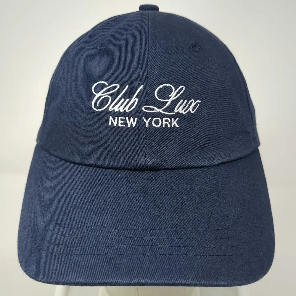 Club Lux New York Blue One Size Baseball Cap Hat Slideback Strapback Embroidered